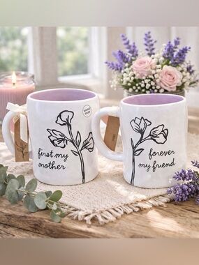 NEW Rae Dunn “First My Mother Forever My Friend” Mug Lavender Inside – Dbl Sided